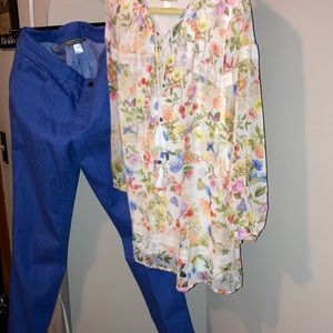 Christopher and Banks shirt and pant set shirt size M pants size 6